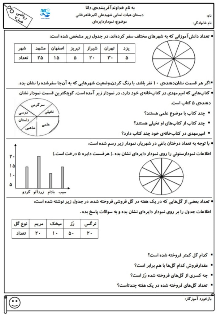 کاربرگ نمودار دایره ای