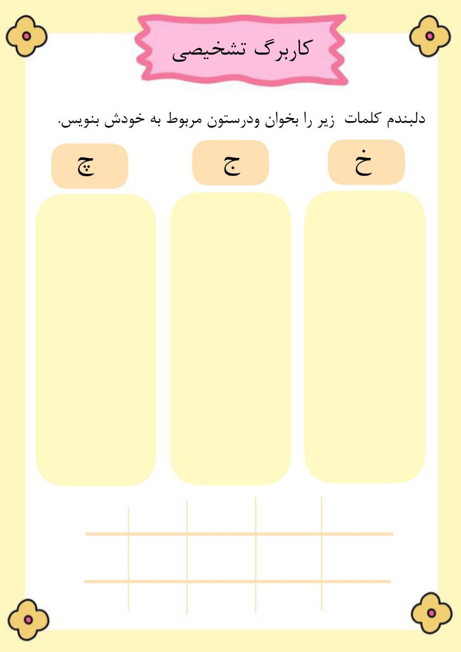 کاربرگ تشخیصی نشانه ها