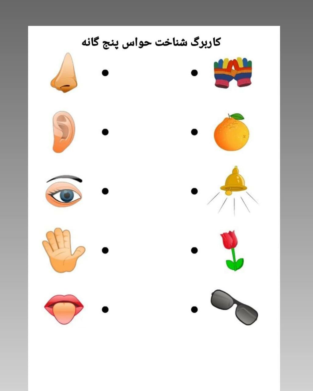 کاربرگ و نمونه سوال حواس پنج گانه