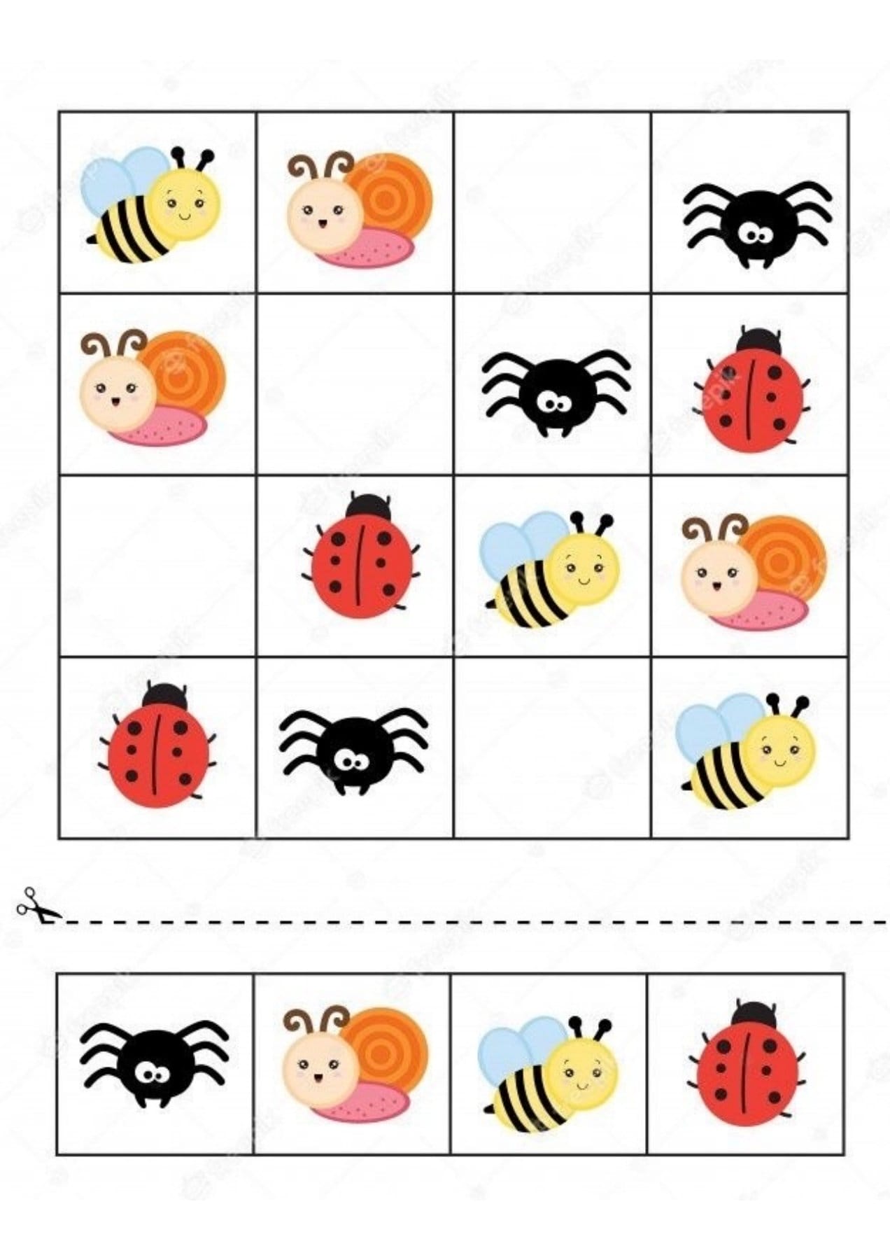 کاربرگ جدول سودوکو ریاضی اول دبستان