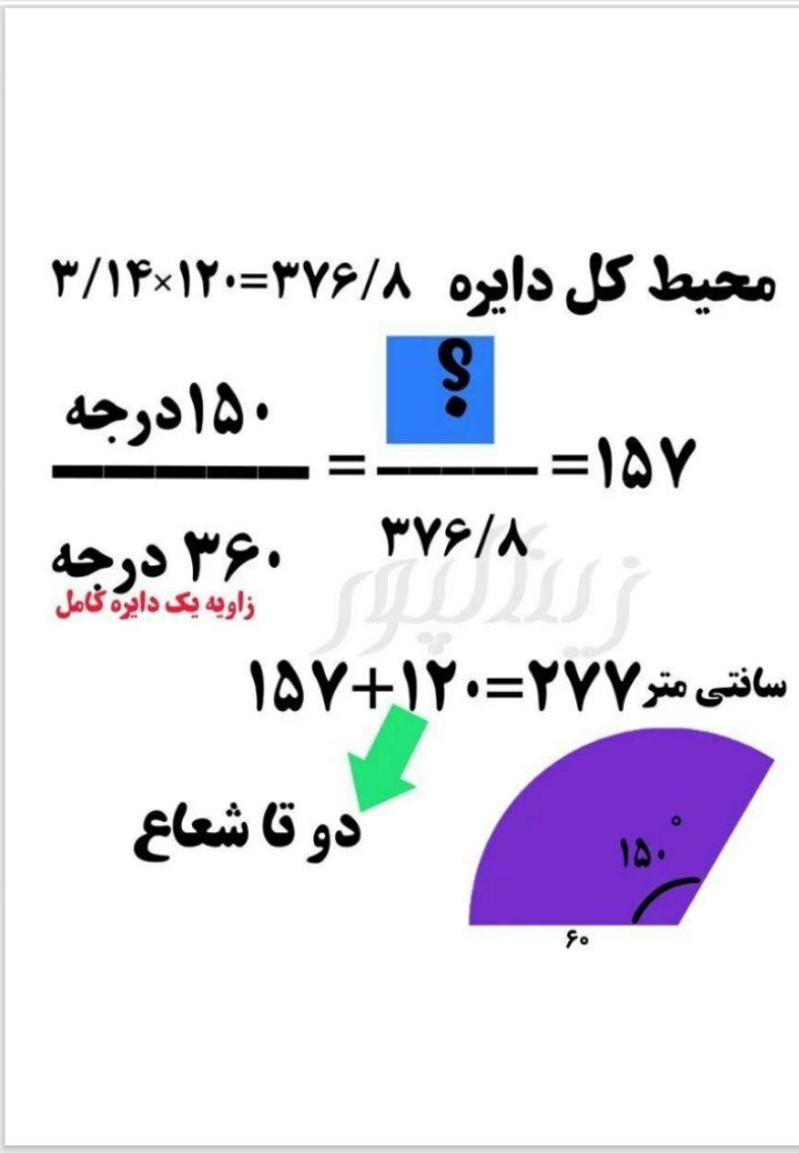 نمونه سوال وجواب محیط ومساحت ششم