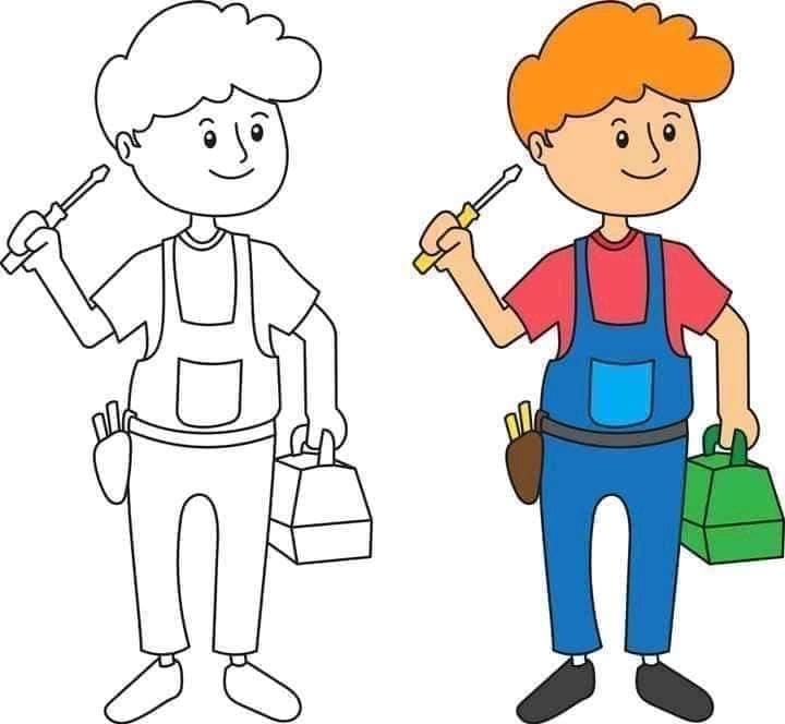 کاربرگ رنگ آمیزی شغل تعمیرکار پیش دبستان