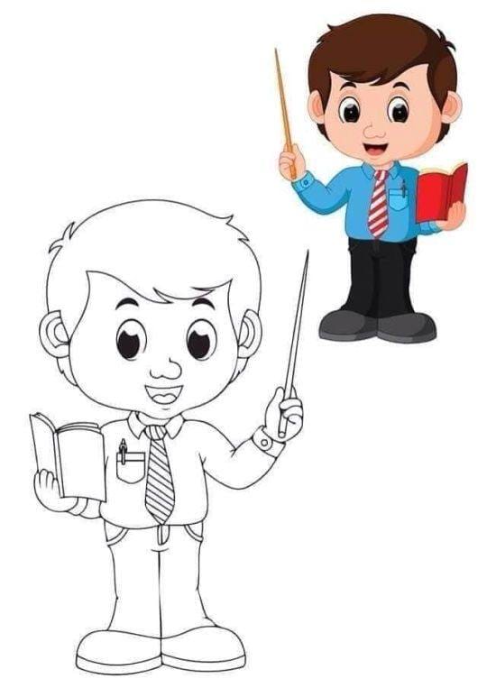 کاربرگ رنگ آمیزی شغل معلم پیش دبستان