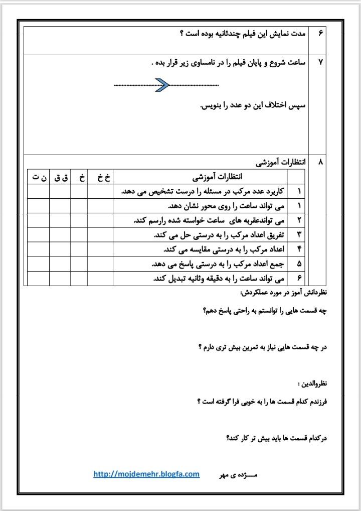 آزمون ریاضی اعداد مرکب پنجم دبستان