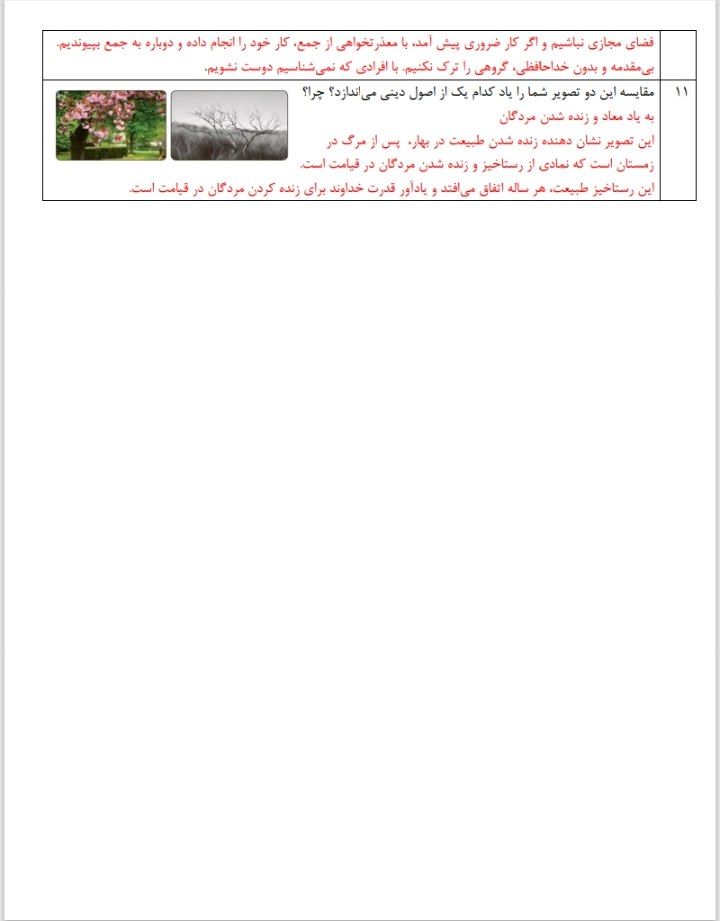 نمونه سوال و جواب هدیه های آسمانی خرداد
