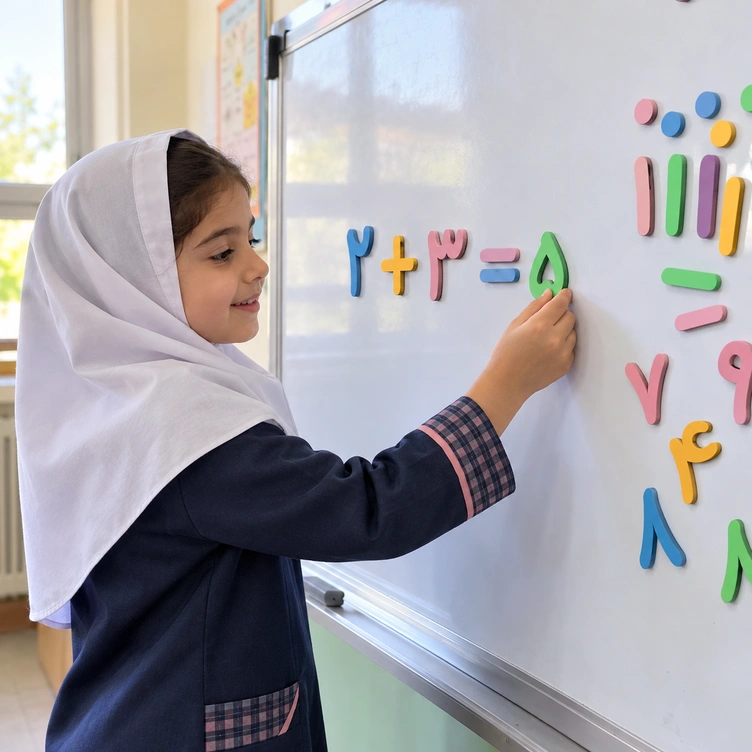 پک اعداد مگنتی چوبی همراه با علائم ریاضی