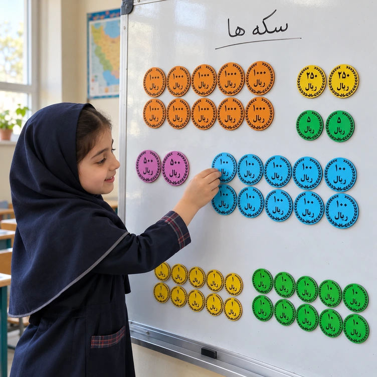 سکه آموزشی چوبی مگنتی