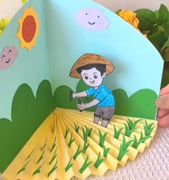 کاردستی کلاژ مزرعه با کاغذ رنگی