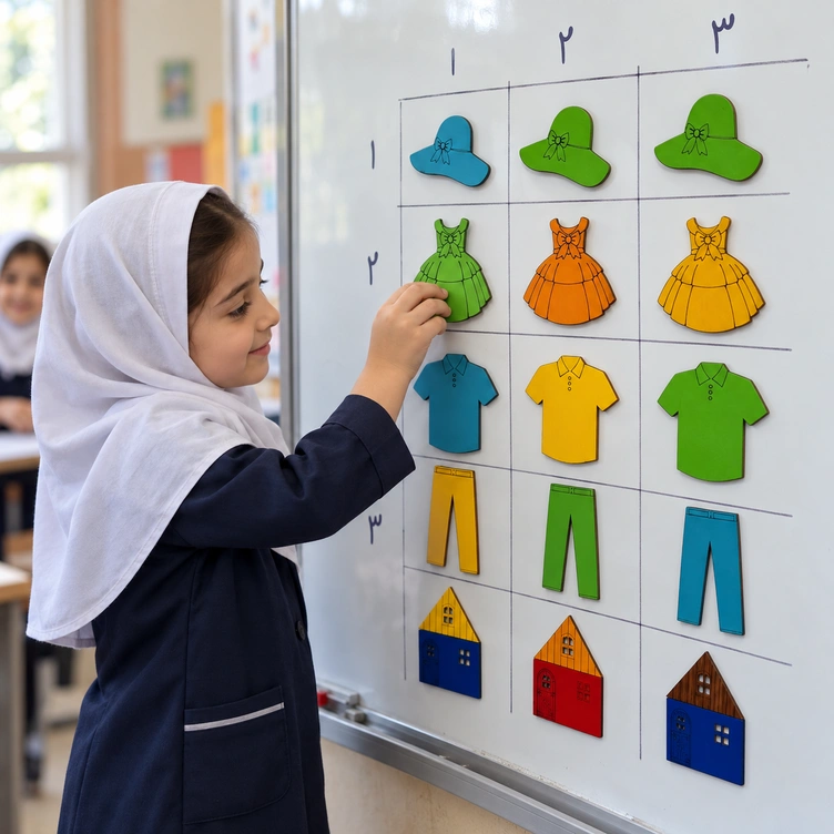جدول ماتریس مگنت دار ریاضی کلاس اول و پیش دبستان