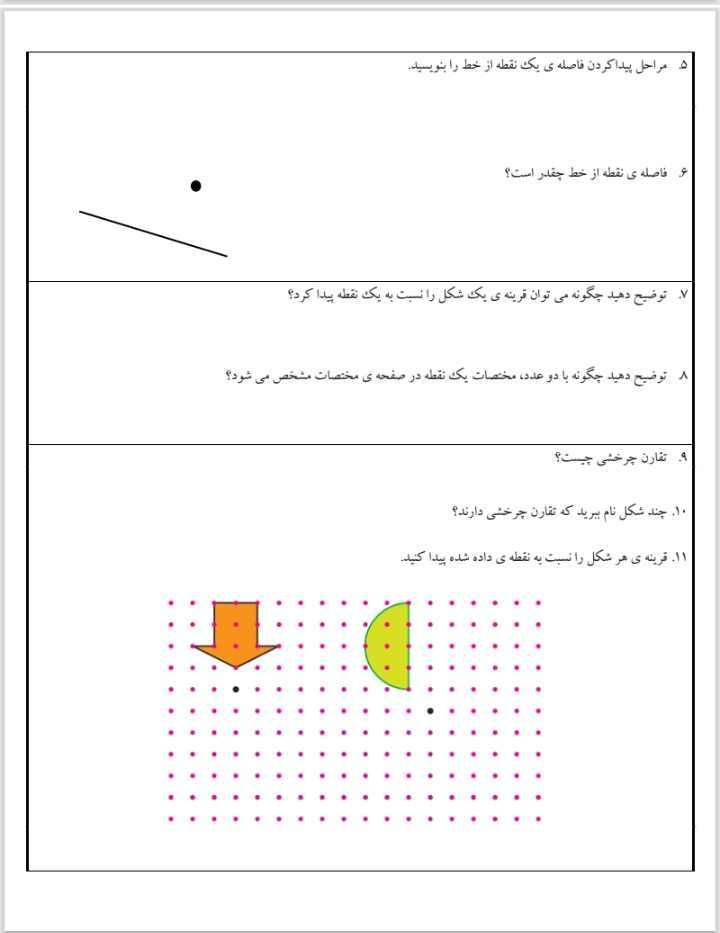 کاربرگ فصل۴ریاضی ششم ابتدایی