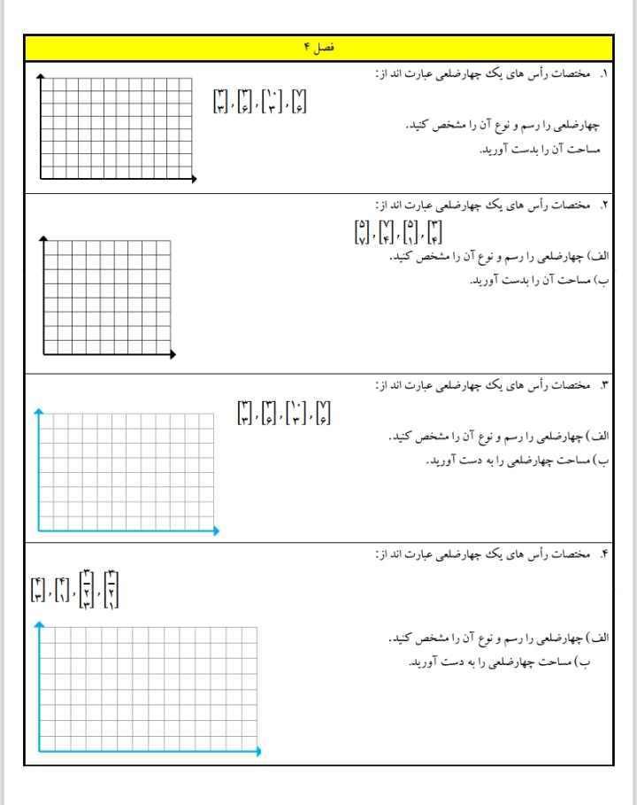 کاربرگ فصل۴ریاضی ششم ابتدایی