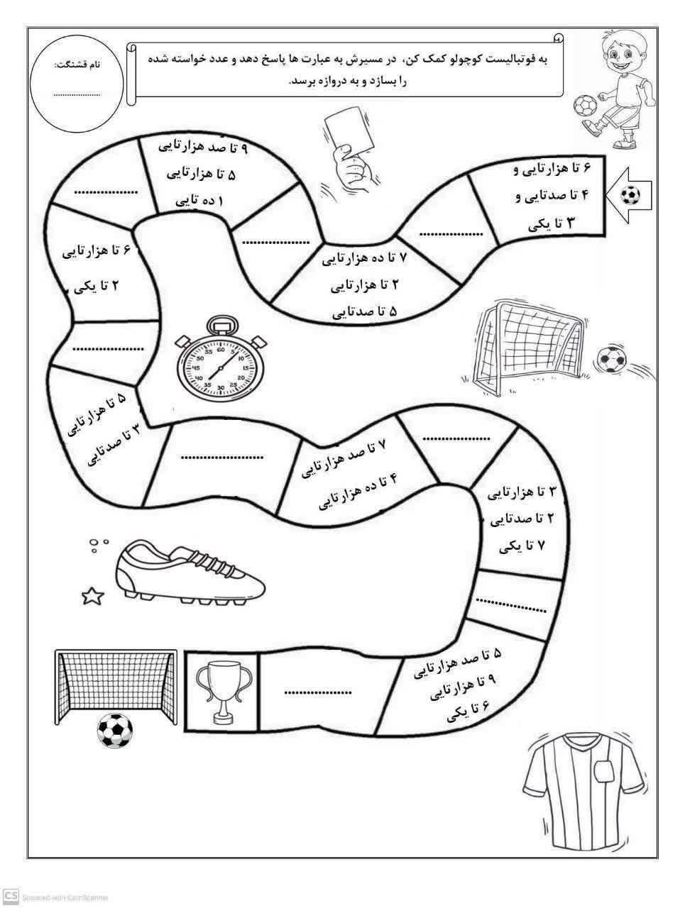 کاربرگ خلاق عددنویسی چهارم دبستان-۲