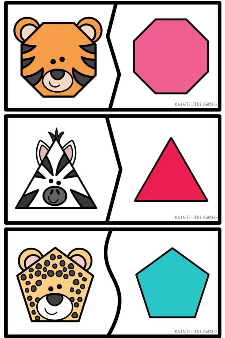 کاربرگ پازل جورچین اشکال هندسی ریاضی پیش دبستان