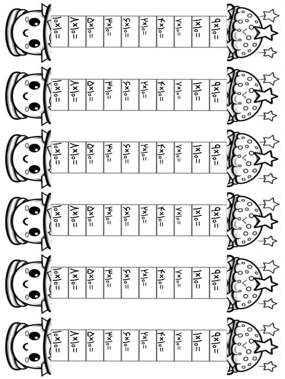 کاربرگ ضرب اعداد در عدد 10 ریاضی سوم دبستان