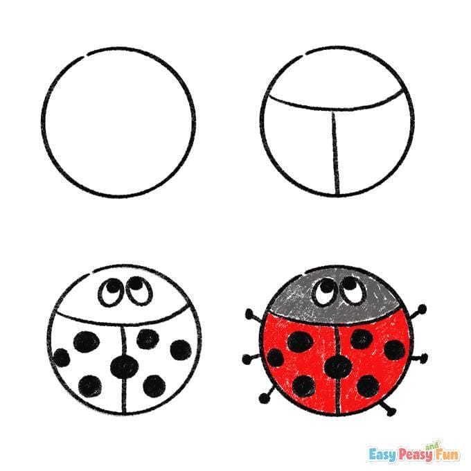 کاربرگ نقاشی مرحله ای کفشدوزک پیش دبستان