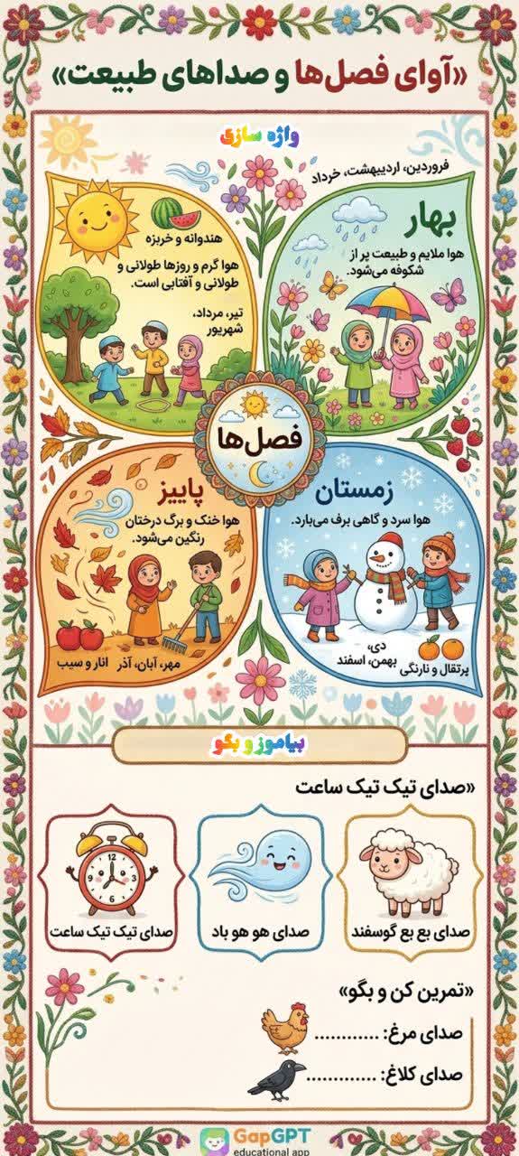 کاربرگ اینفوگرافیک فصل های سال فارسی دوم دبستان