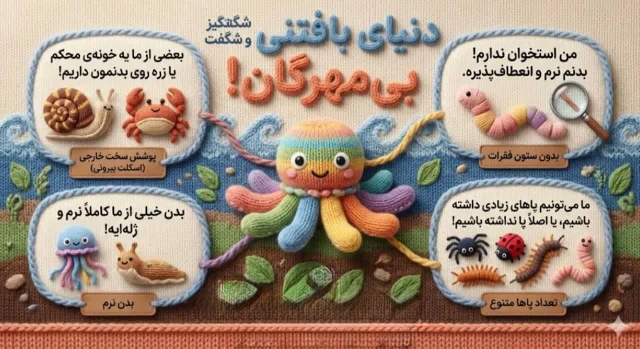 کاربرگ اینفوگرافیک ویژگی بی مهرگان علوم سوم دبستان