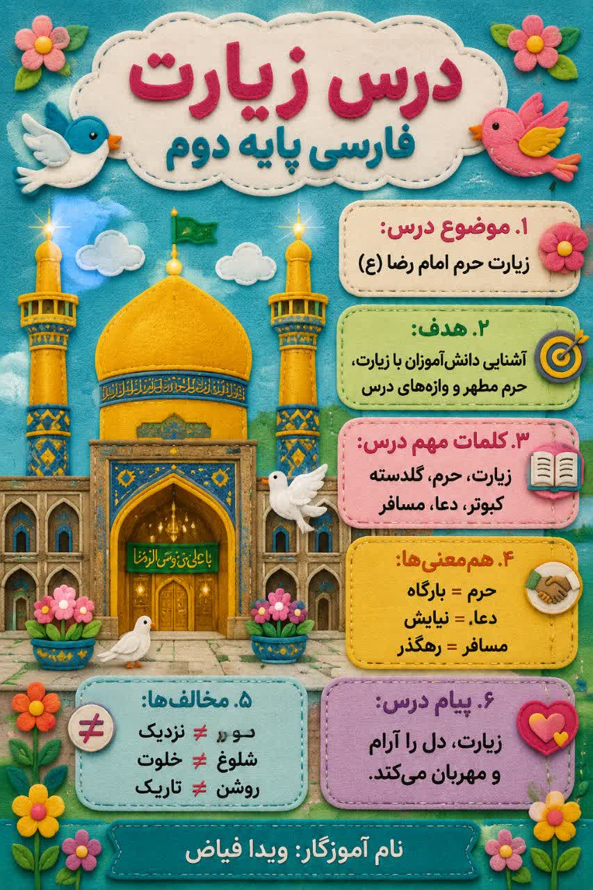 کاربرگ اینفوگرافیک درس زیارت فارسی دوم دبستان