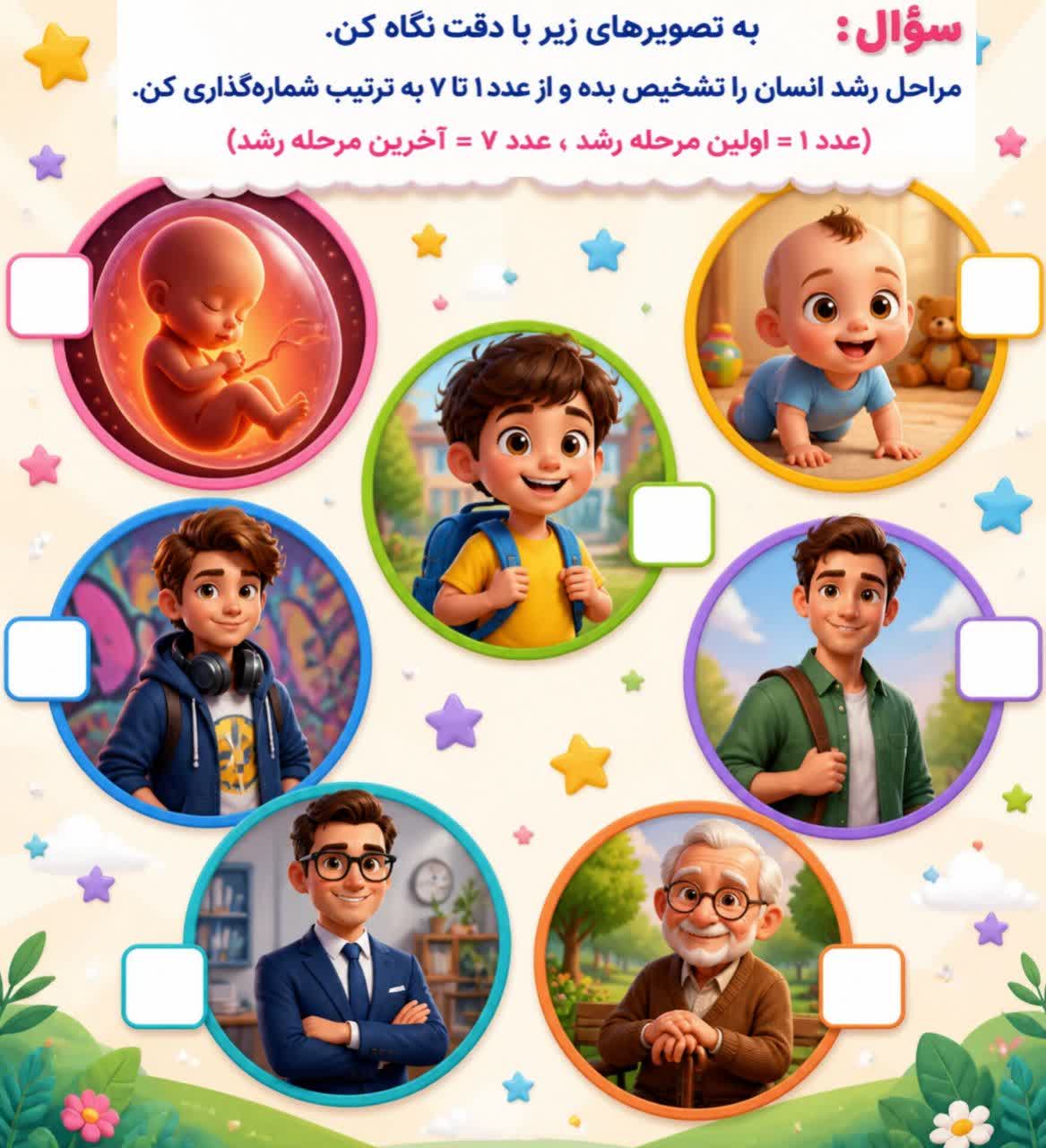 کاربرگ مراحل رشد انسان علوم دوم دبستان
