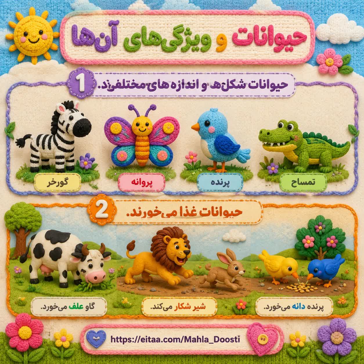کاربرگ اینفوگرافیک حیوانات علوم اول دبستان
