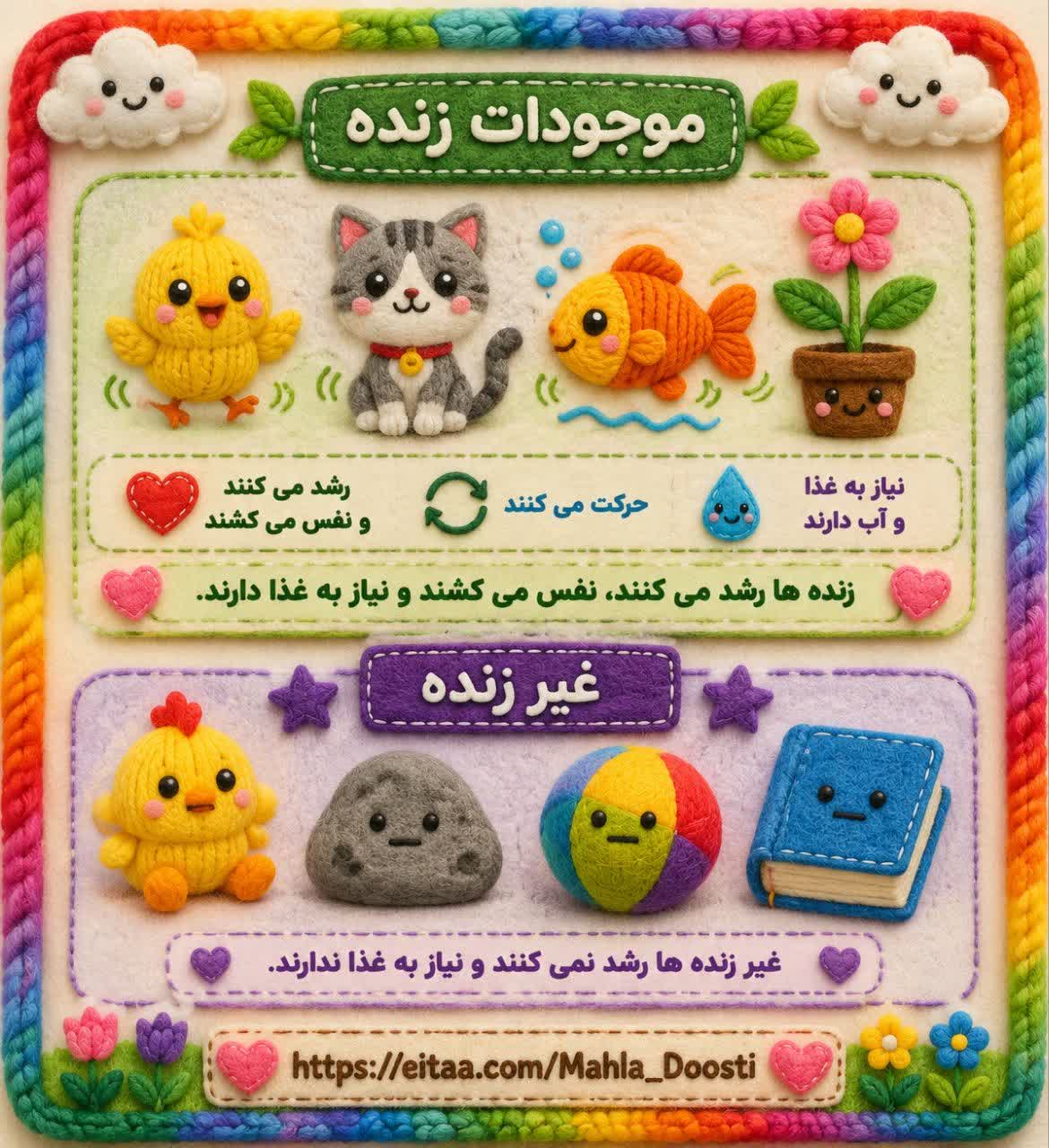 کاربرگ اینفوگرافیک موجودات زنده علوم اول دبستان