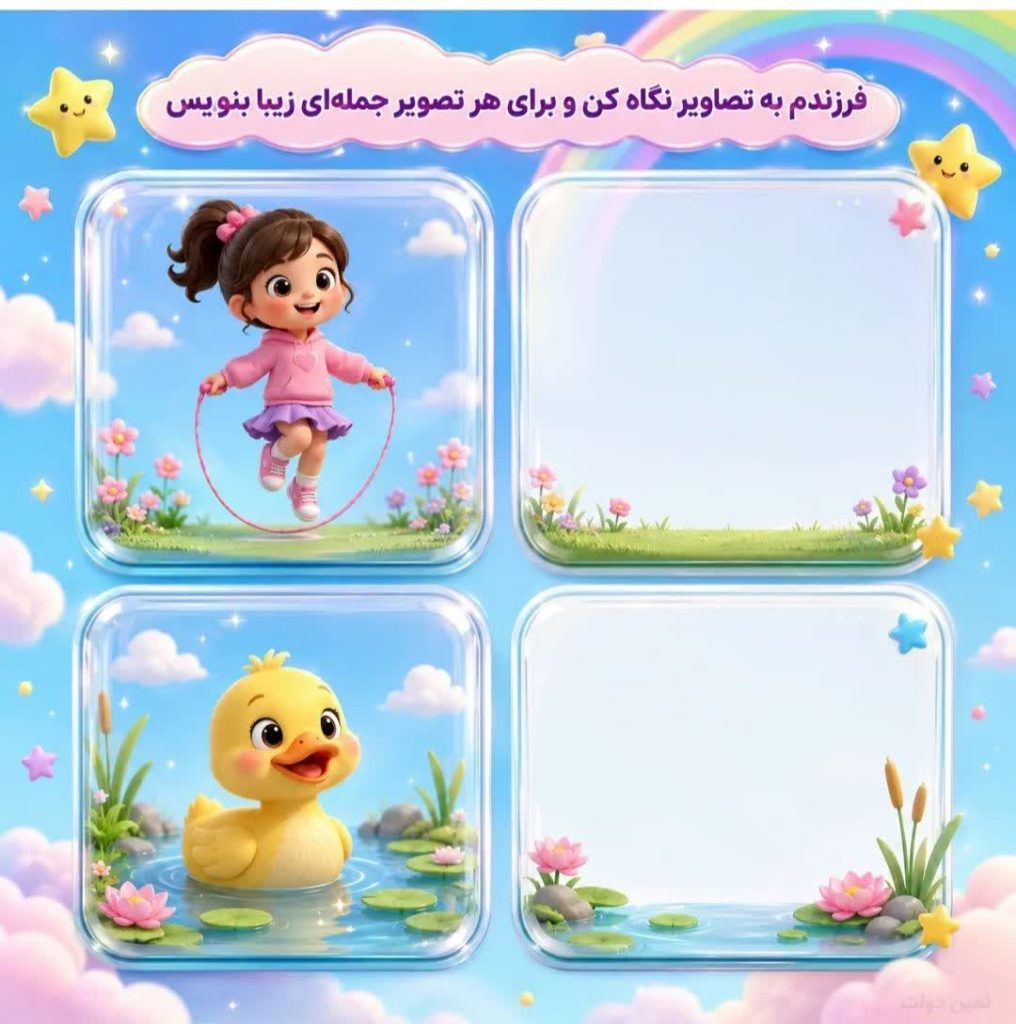 کاربرگ جمله سازی تصویری فارسی اول ابتدایی