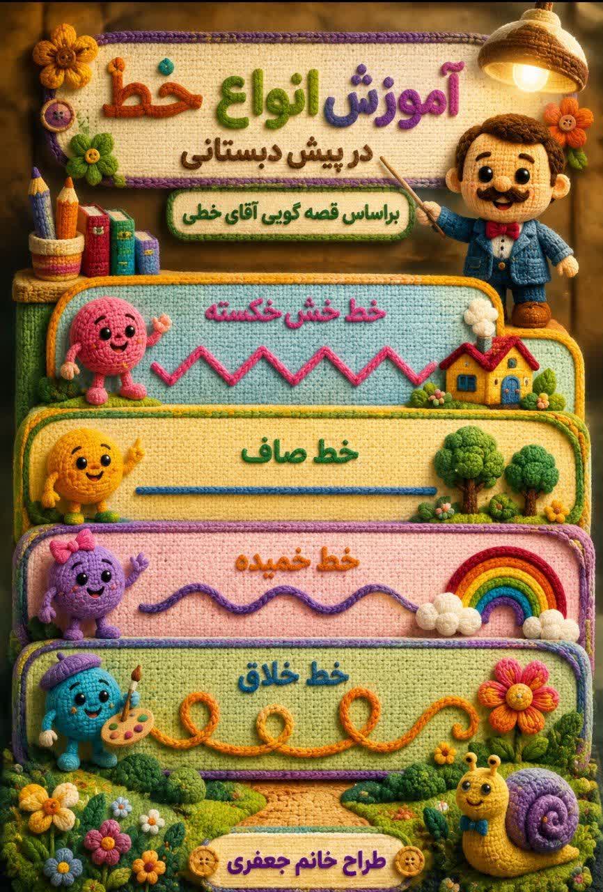 کاربرگ اینفوگرافیک شناخت انواع خط پیش دبستان