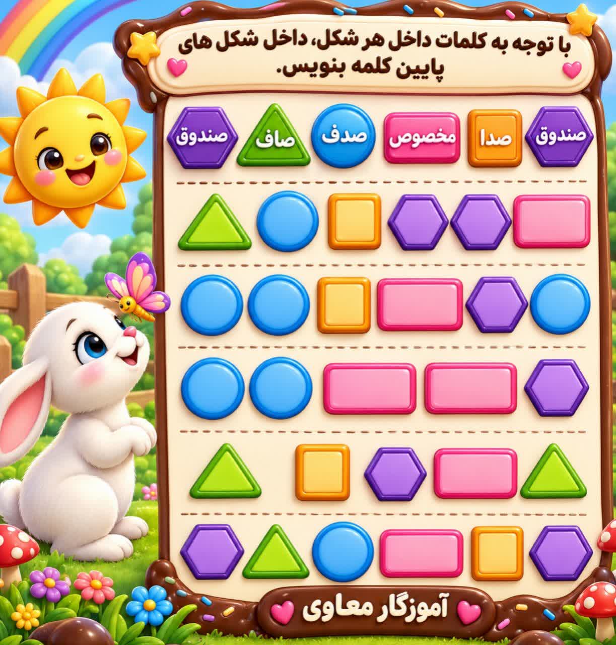 کاربرگ تثبیت کلمات نشانه ص فارسی اول ابتدایی