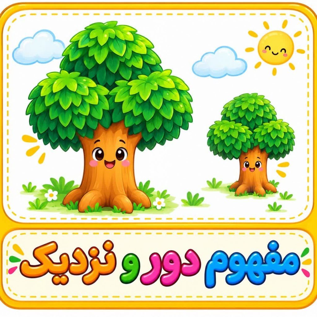 پوستر مفهوم دور و نزدیک ریاضی پیش دبستان