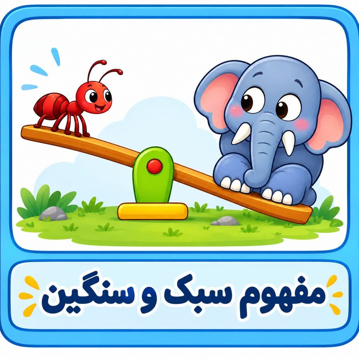 پوستر مفهوم سبک و سنگین ریاضی پیش دبستان