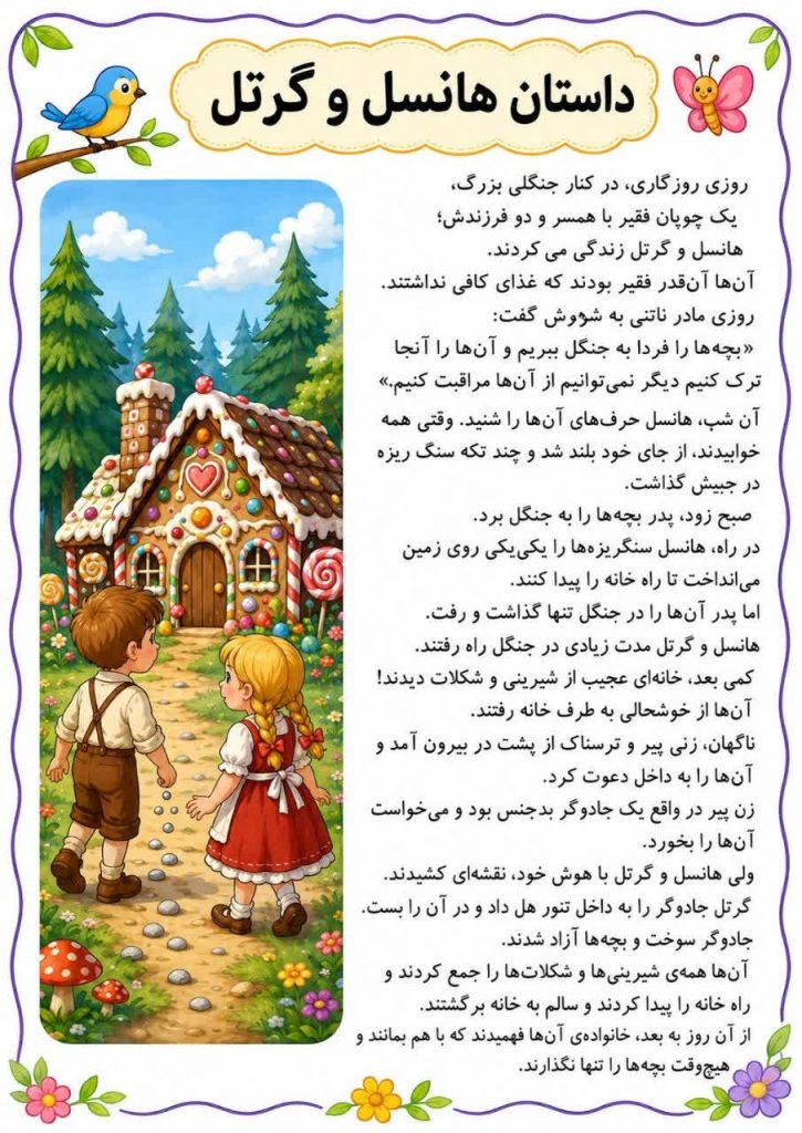 کاربرگ داستان خوانی فارسی دوم ابتدایی