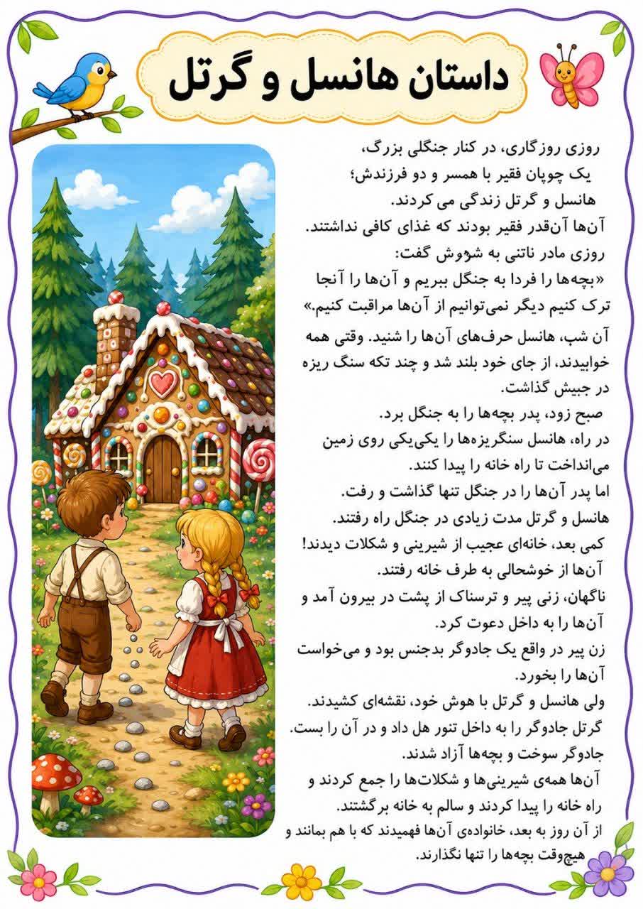 کاربرگ داستان خوانی فارسی دوم ابتدایی